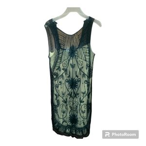 Abercrombie&Fitch‎ nude sheer dress- black beaded overlay Medium